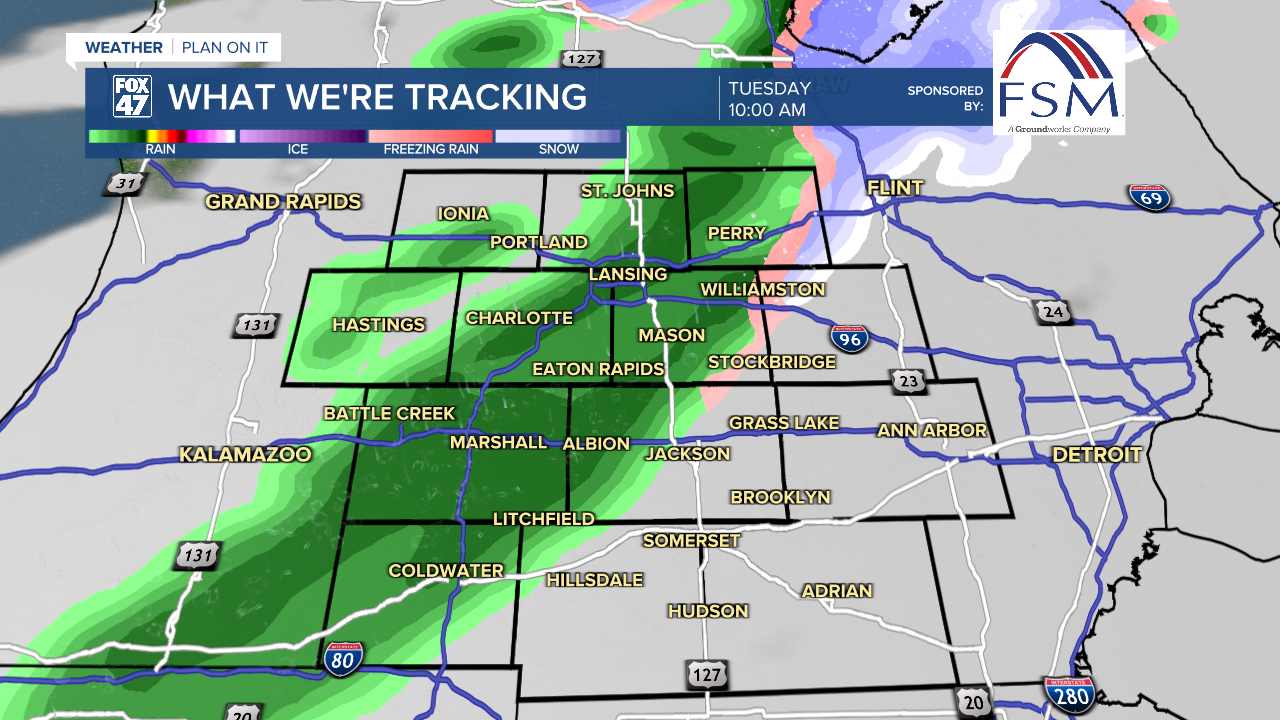 Rain showers move through our neighborhoods Tuesday morning ahead of incoming cold front
