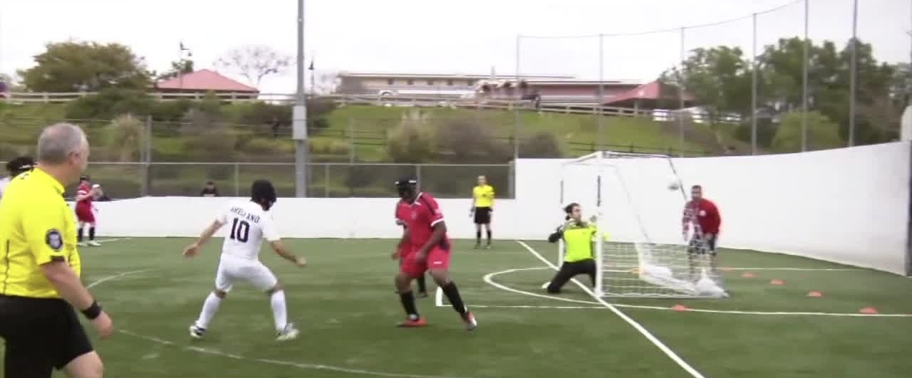 Blind soccer game between U.S. and Canada