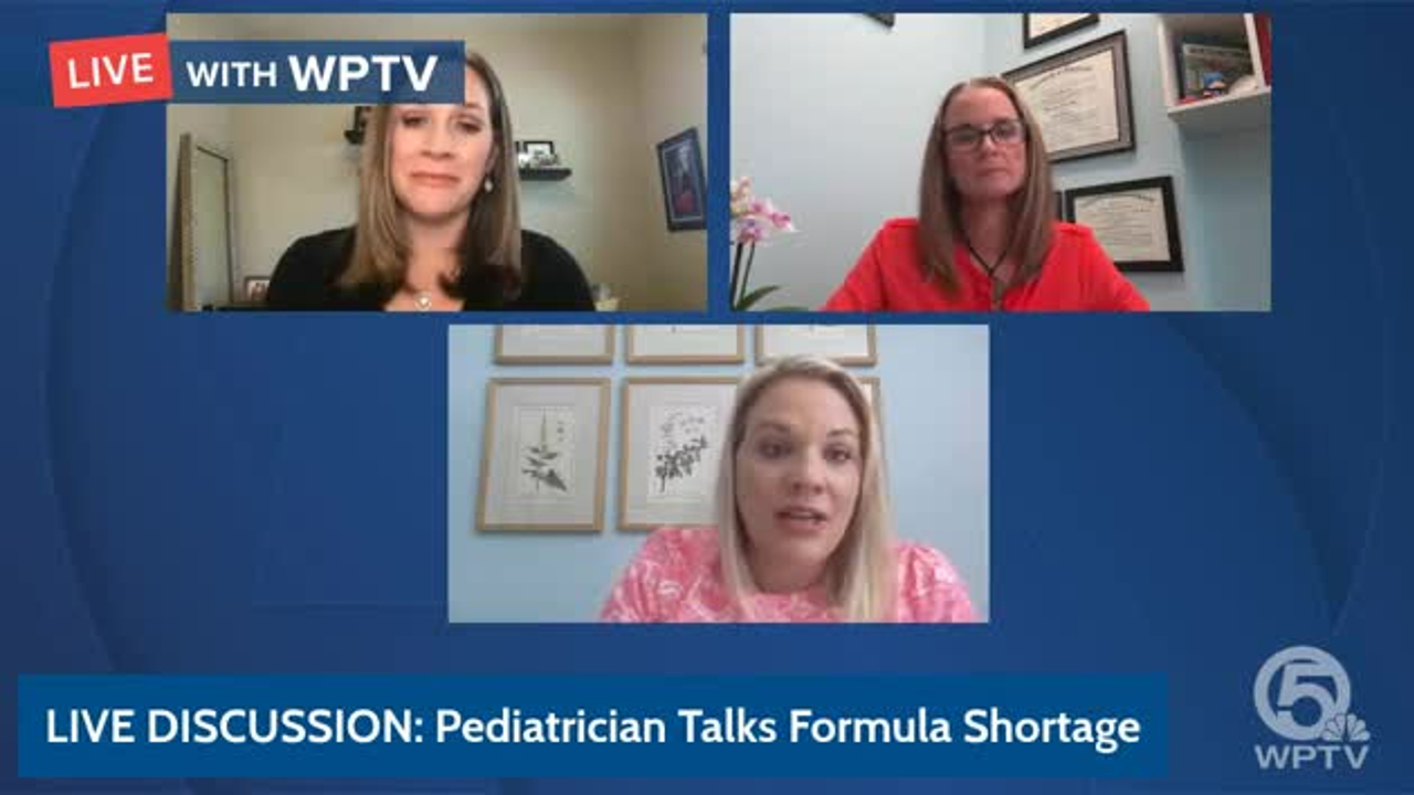 WPTV journalist Stephanie Susskind speaks to pediatrician Dr. Shannon Fox-Levine and parent Sarah Elwell on May 18, 2022.jpg