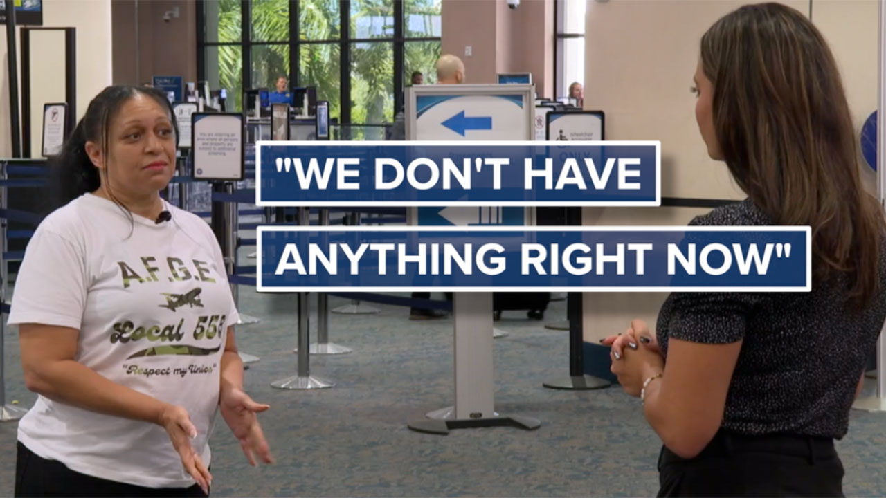 Mickey Alston, a union official with the American Federation of Government Employees, speaks with WPTV reporter Kayla McDermott on Nov. 17, 2025.