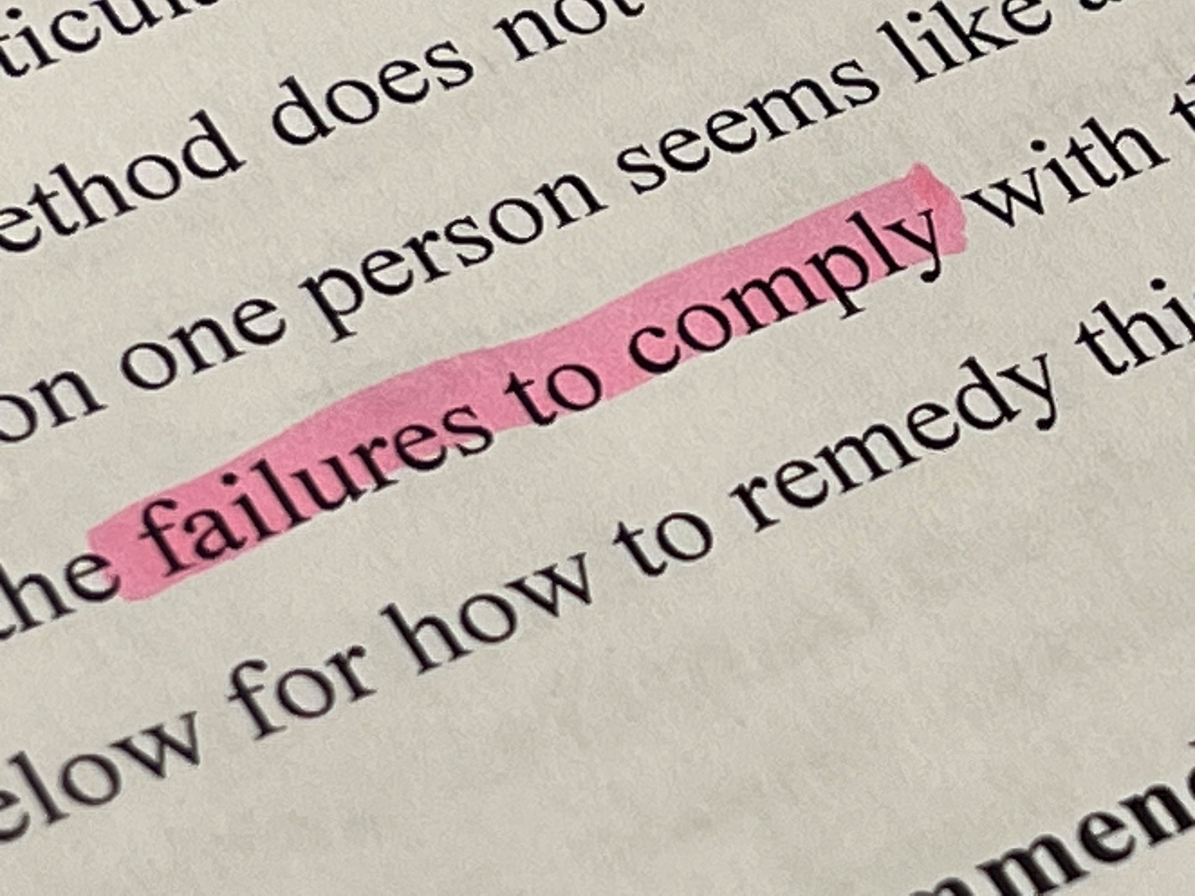 Failures to comply