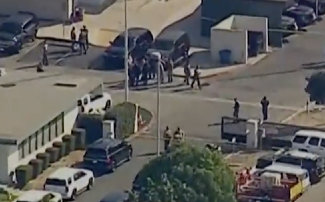 Authorities respond to a law enforcement training facility in Los Angeles.