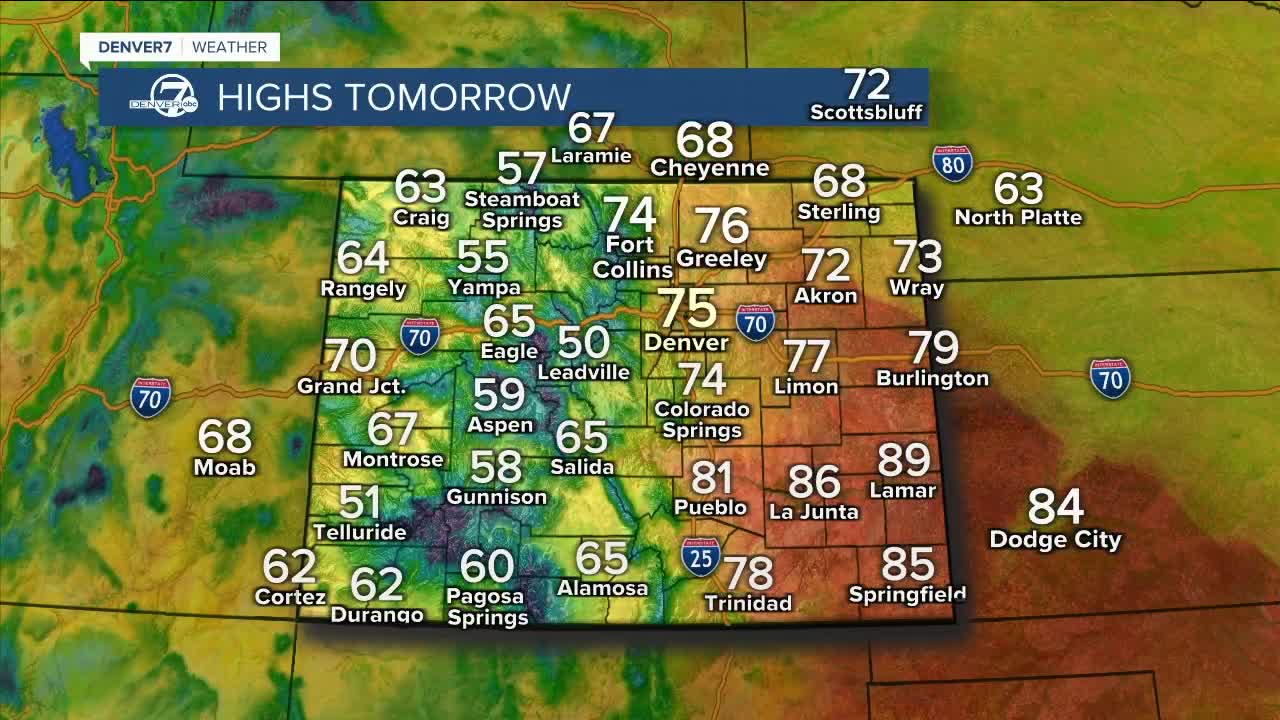Daytime Highs for Thursday, April 25