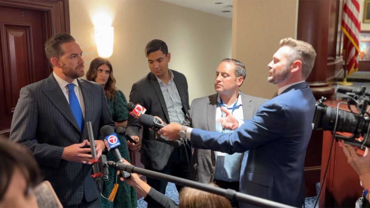 Florida Speaker of the House Danny Perez, R-Miami, speaks to Scripps Florida Capitol reporter Forrest Saunders about the passage of a constitutional amendment that would expand homestead exemptions if approved by voters in November.