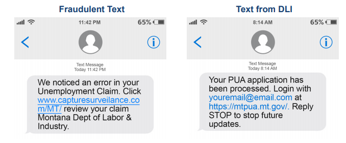 DLI warns about unemployment text scam 