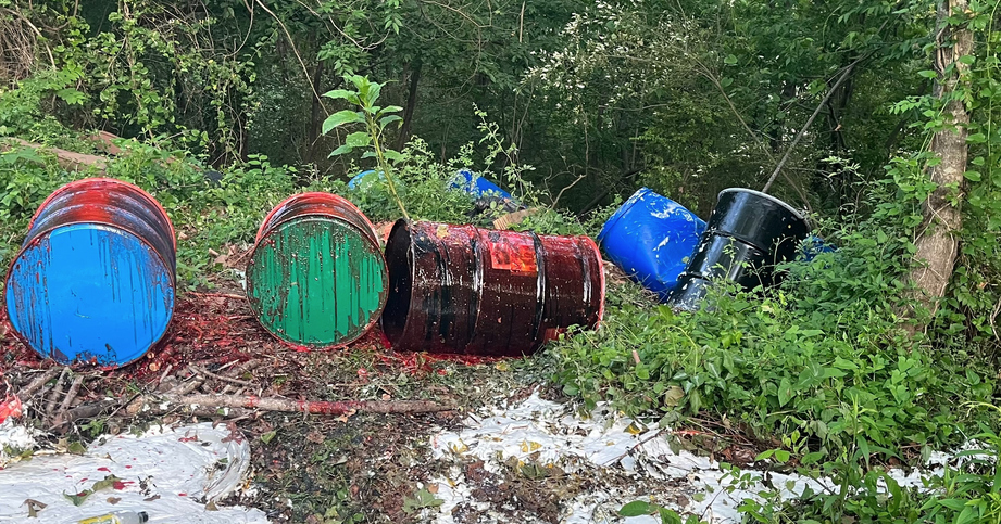  55-gallon drums dumped 