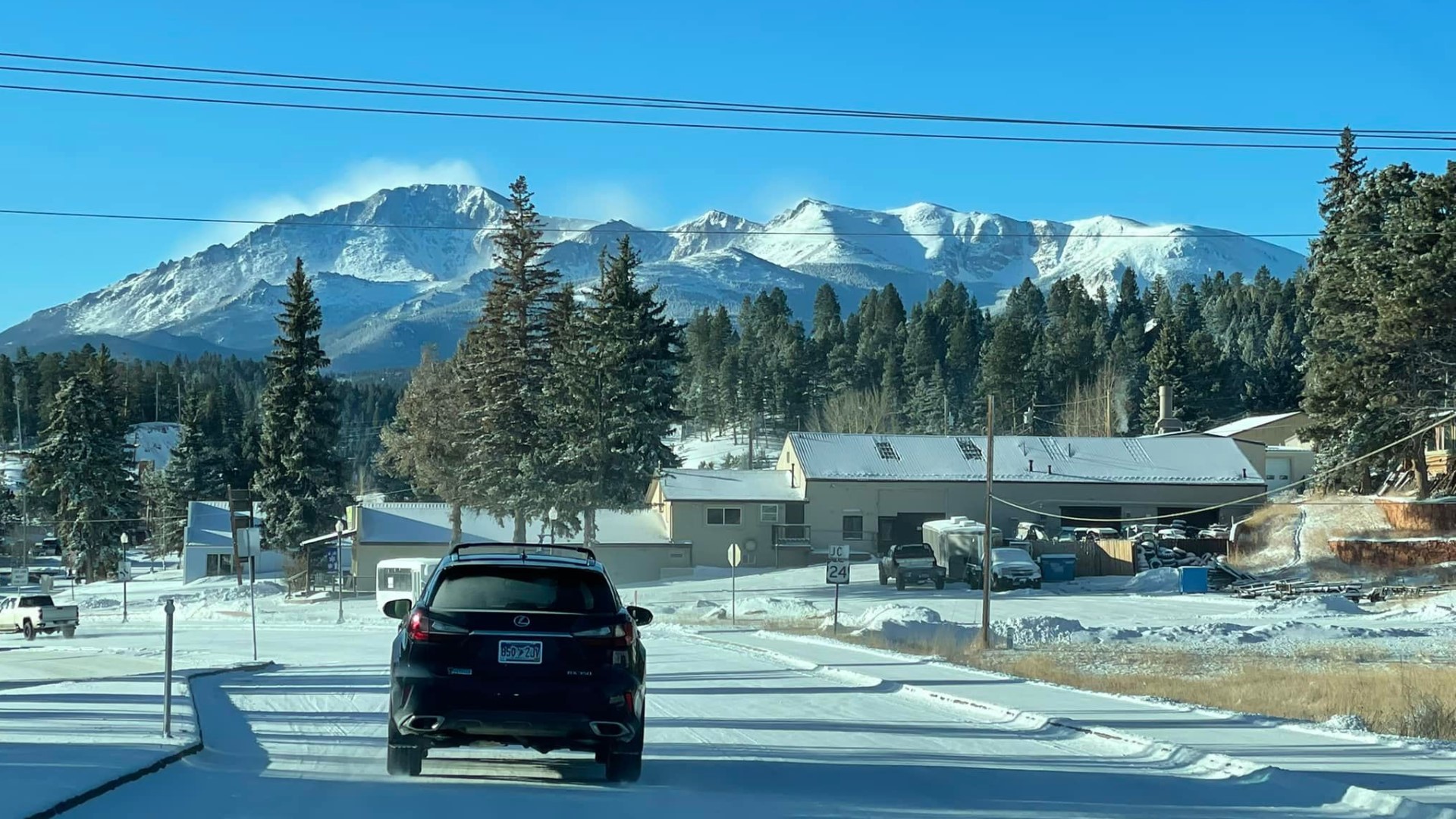Windy view of Pikes Peak