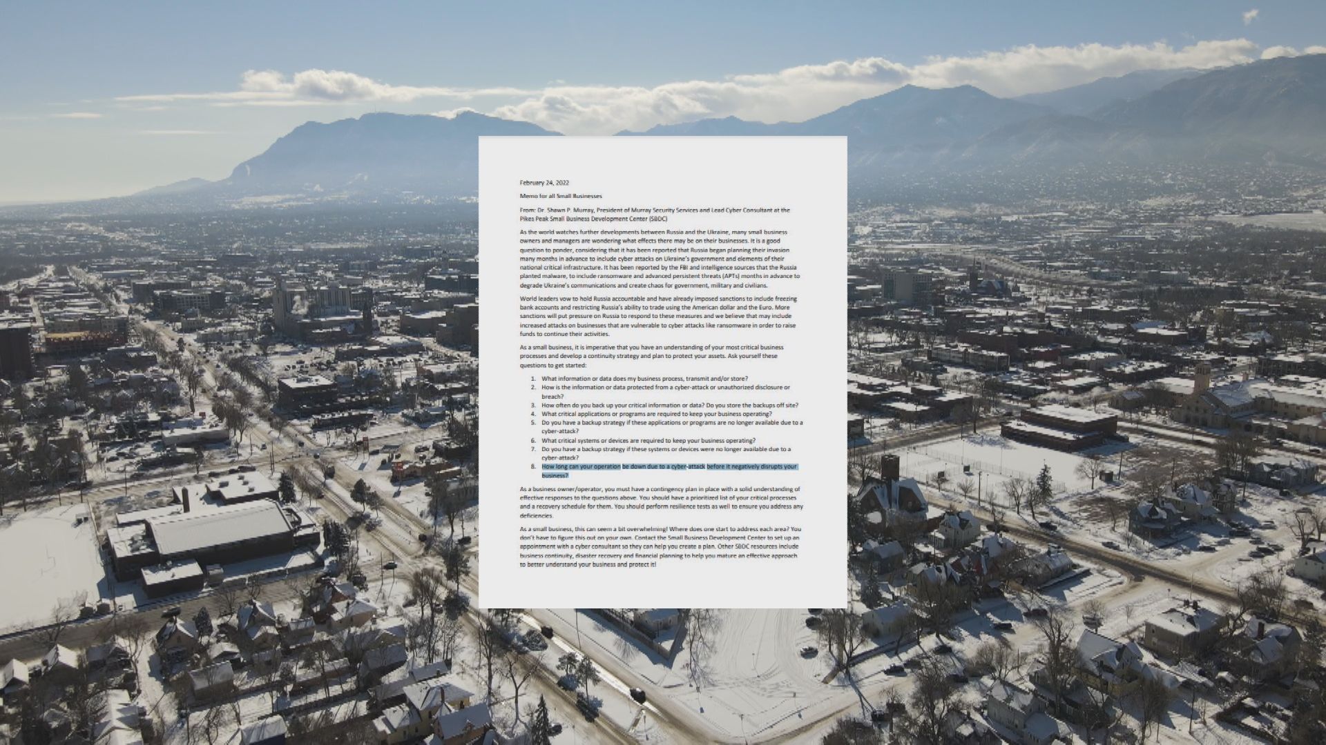 Pikes Peak Region small businesses get warning memo about cyberattacks