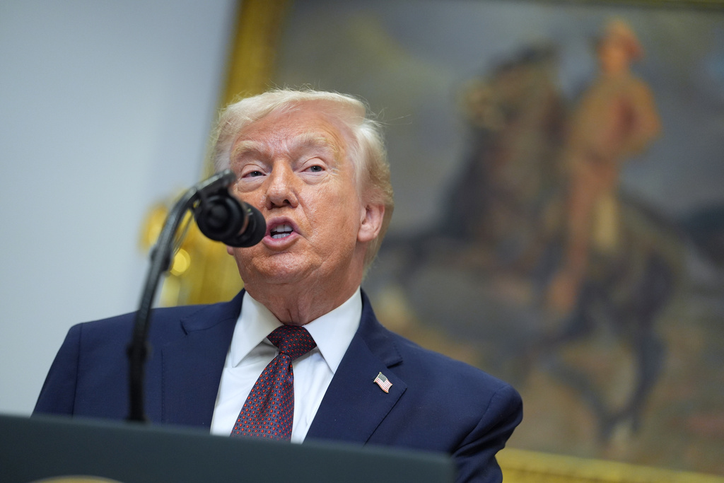 President Donald Trump speaks during an event on prescription drug prices in the Roosevelt Room of the White House, Friday, Dec. 19, 2025, in Washington.