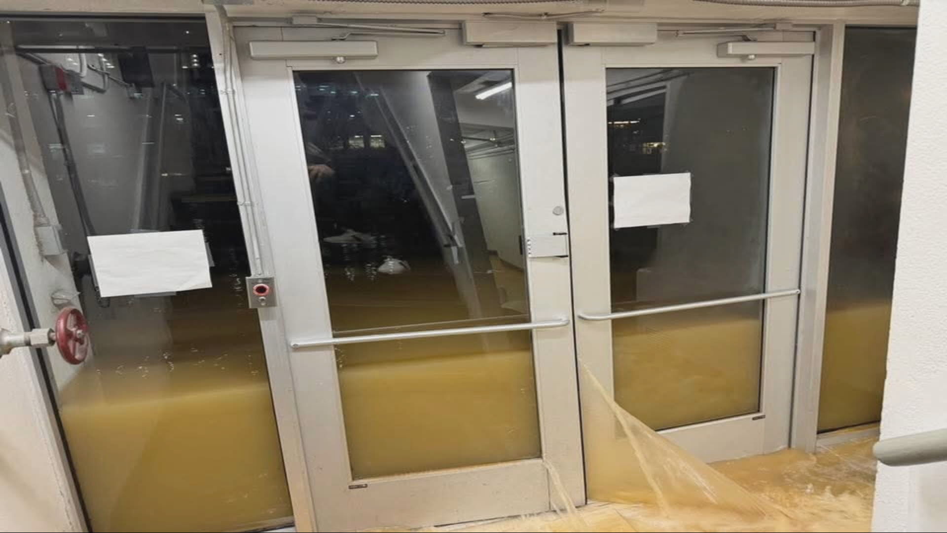 Capitol Tower water main break flooding