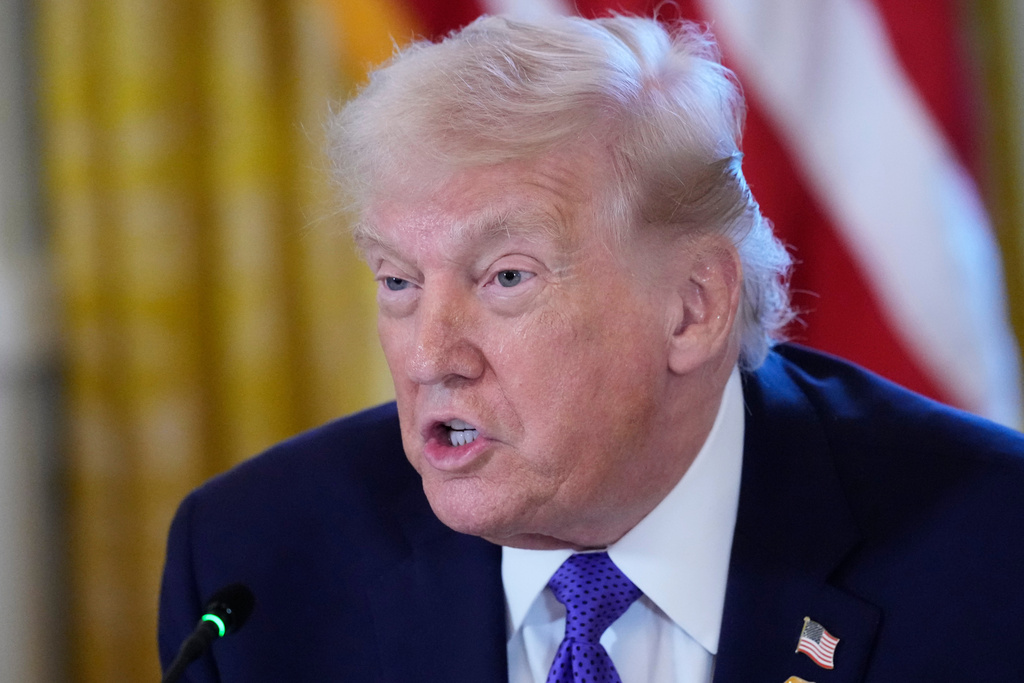 President Donald Trump speaks during a meeting with oil executives in the East Room of the White House, Friday, Jan. 9, 2026, in Washington.