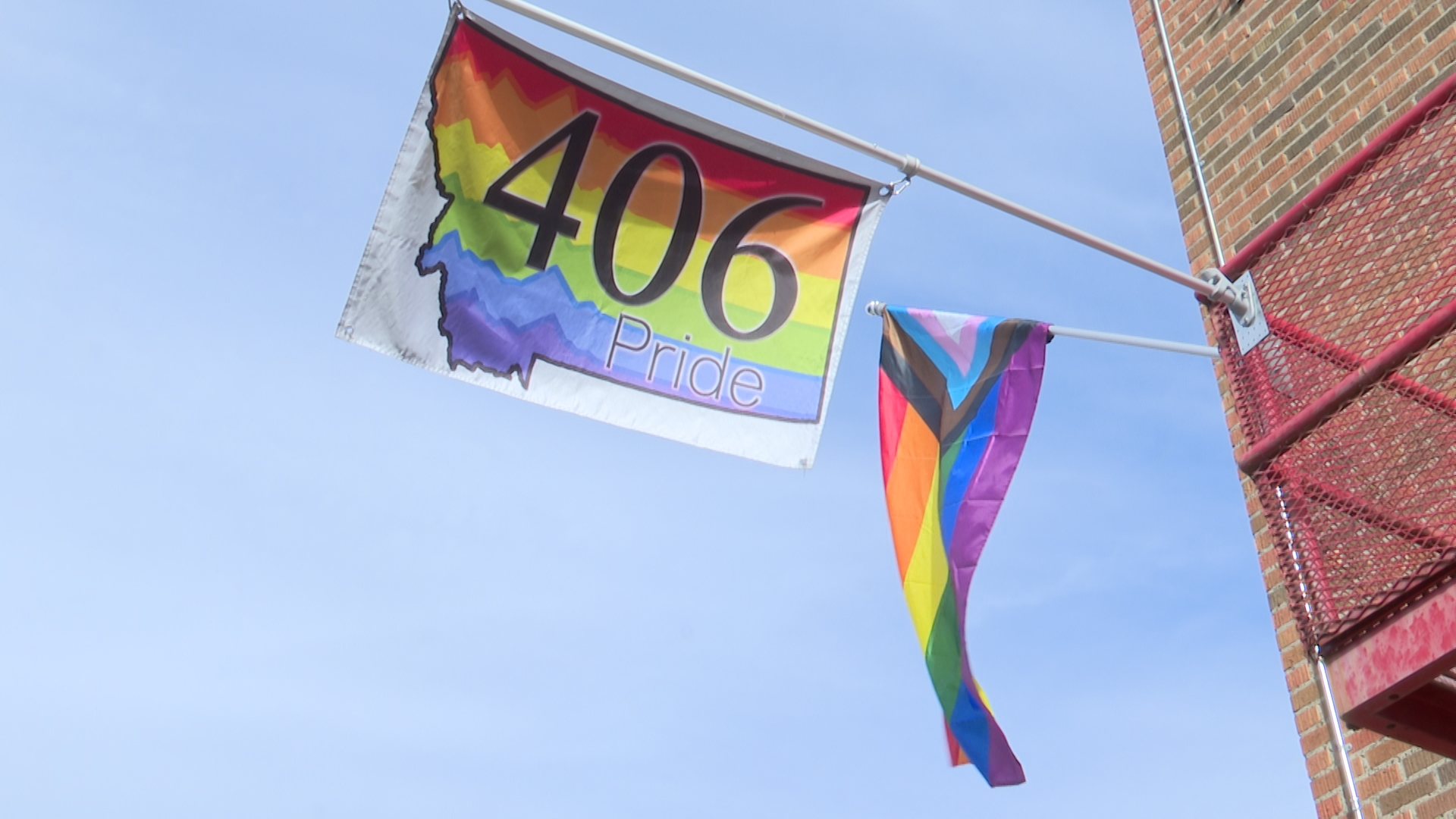 406 Pride flag flies in the wind