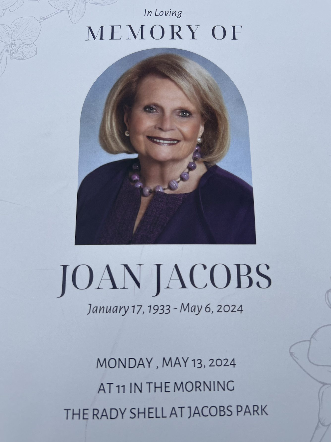 Joan Jacobs Program Cover