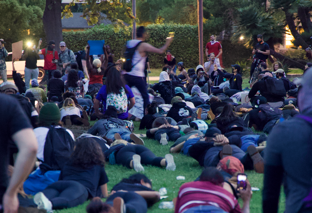 Demonstrators in Balboa Park