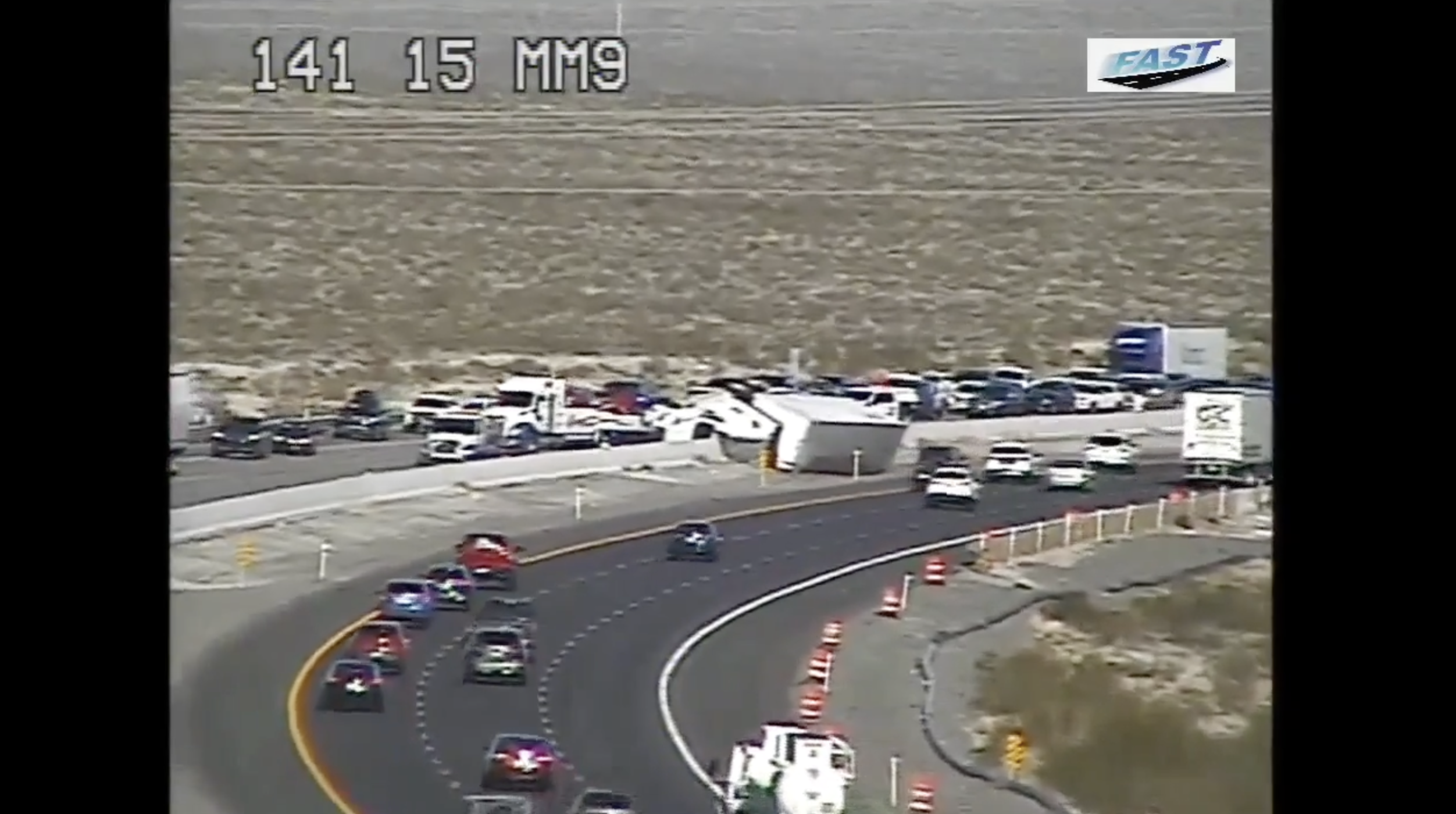 NSP: Semi truck crash closes two lanes on southbound IR-15 at mile marker 10, hospitalizes driver