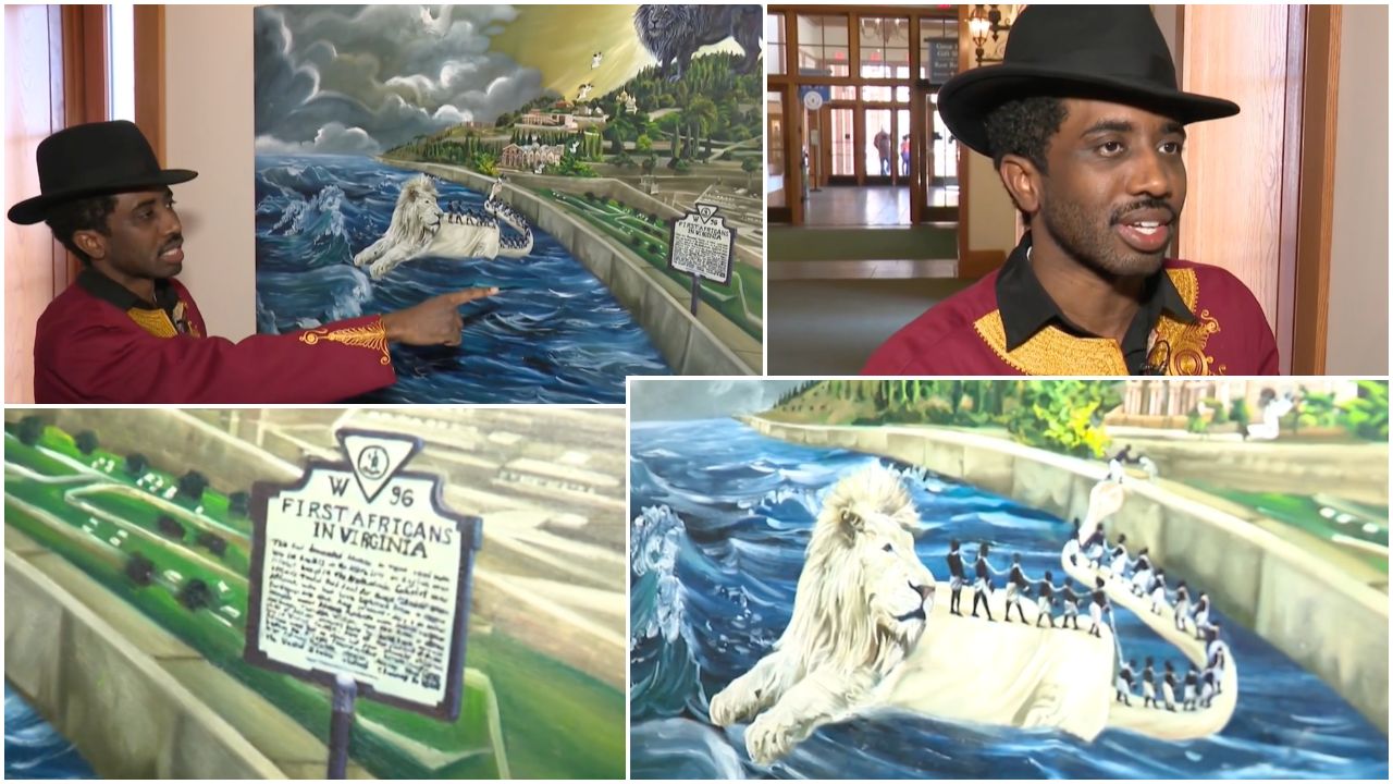 Artist uses 'brush as the microphone' to explore Virginia history at Jamestown exhibit