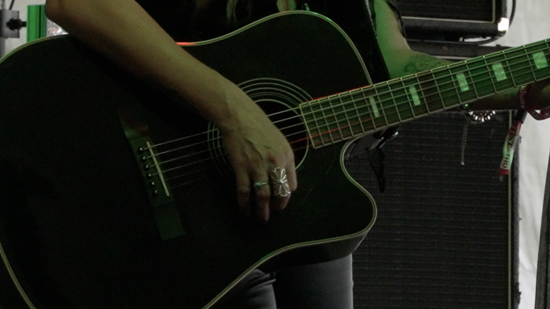 A guitar being played, one of many to be seen at this year's XRoads41. 