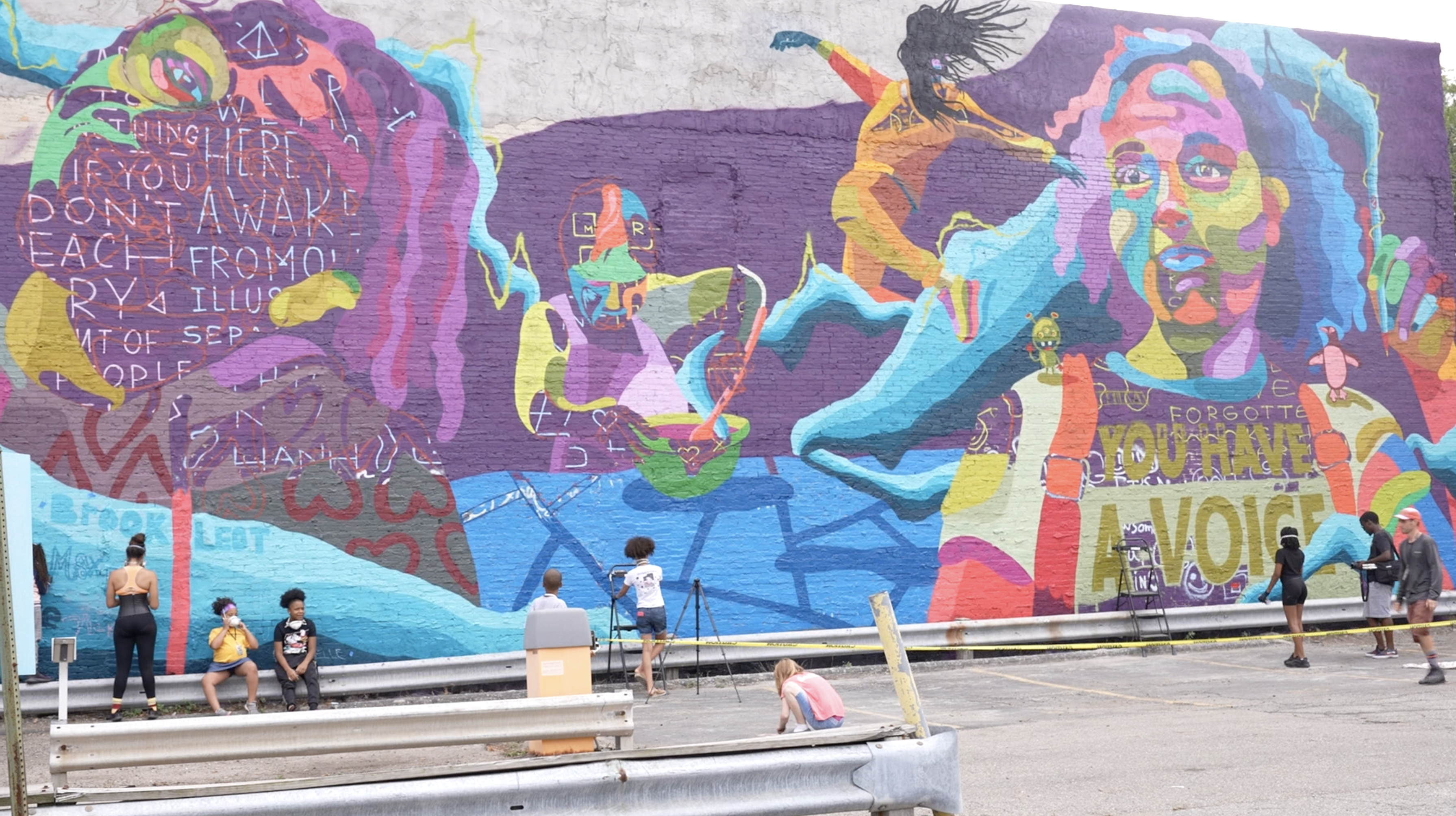Full view of the mural on the side of the Granger building. 