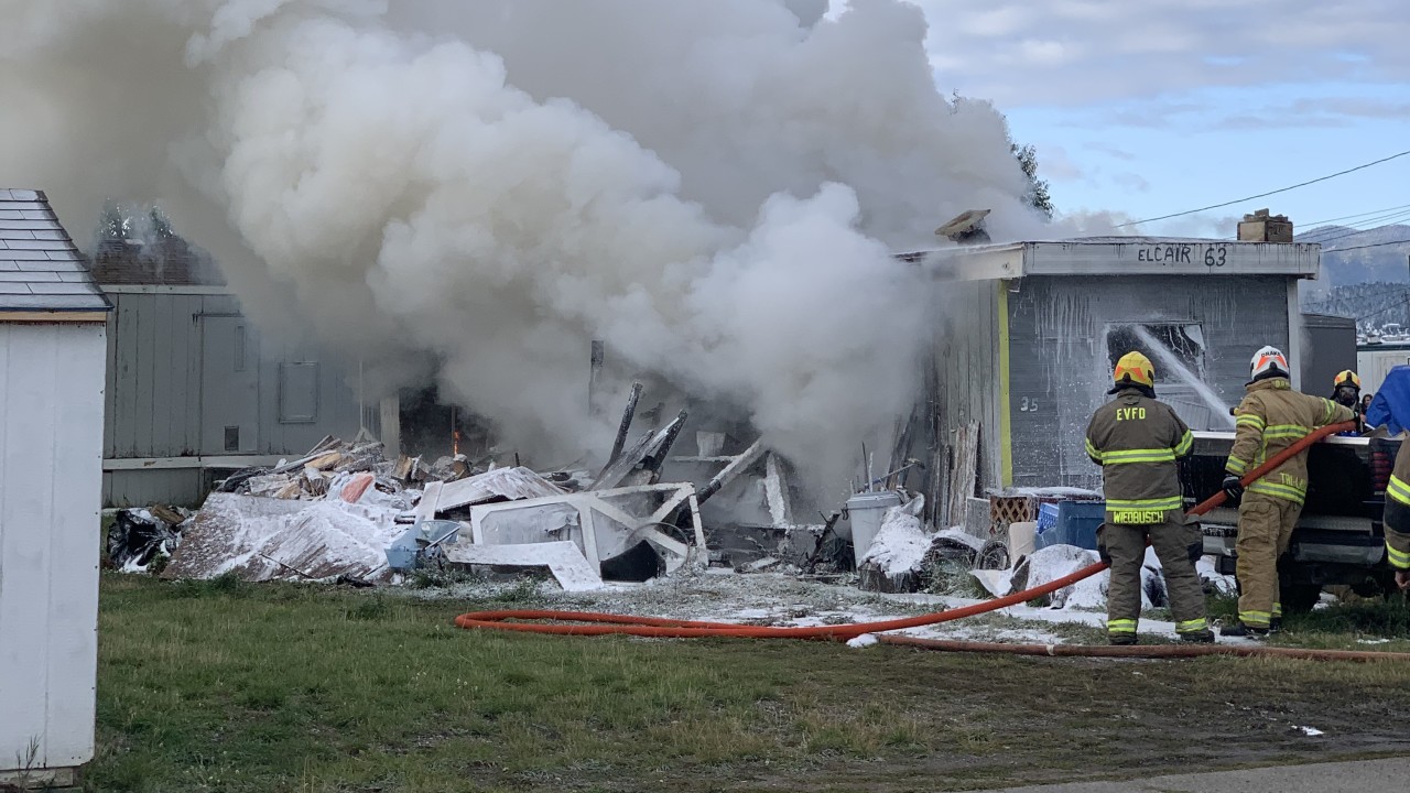 Fire at a mobile home near East Helena