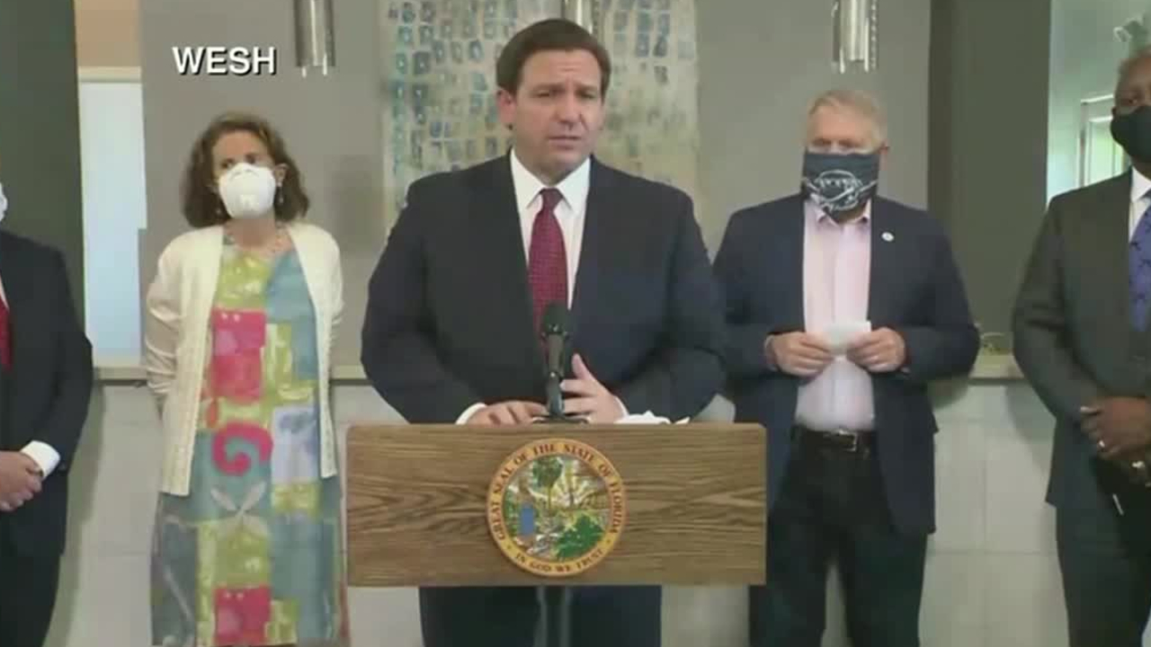 Gov. Ron DeSantis speaks in Apopka, July 17, 2020