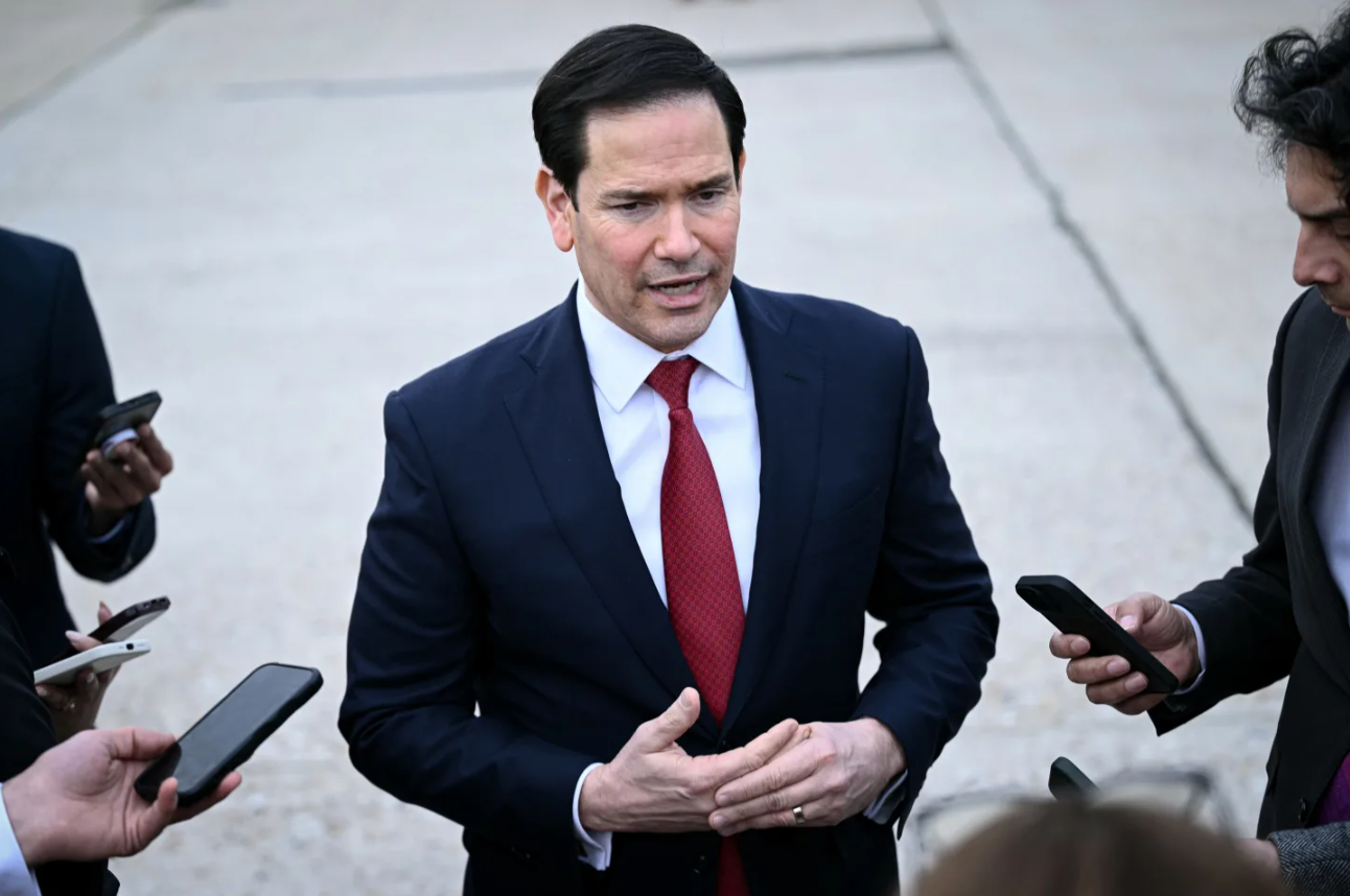 US Secretary of State Marco Rubio speaks to the press following a G7 Foreign Ministers' meeting with Partner Countries at the Bourget Airport in Le Bourget, outside Paris, Friday, March 27, 2026.
