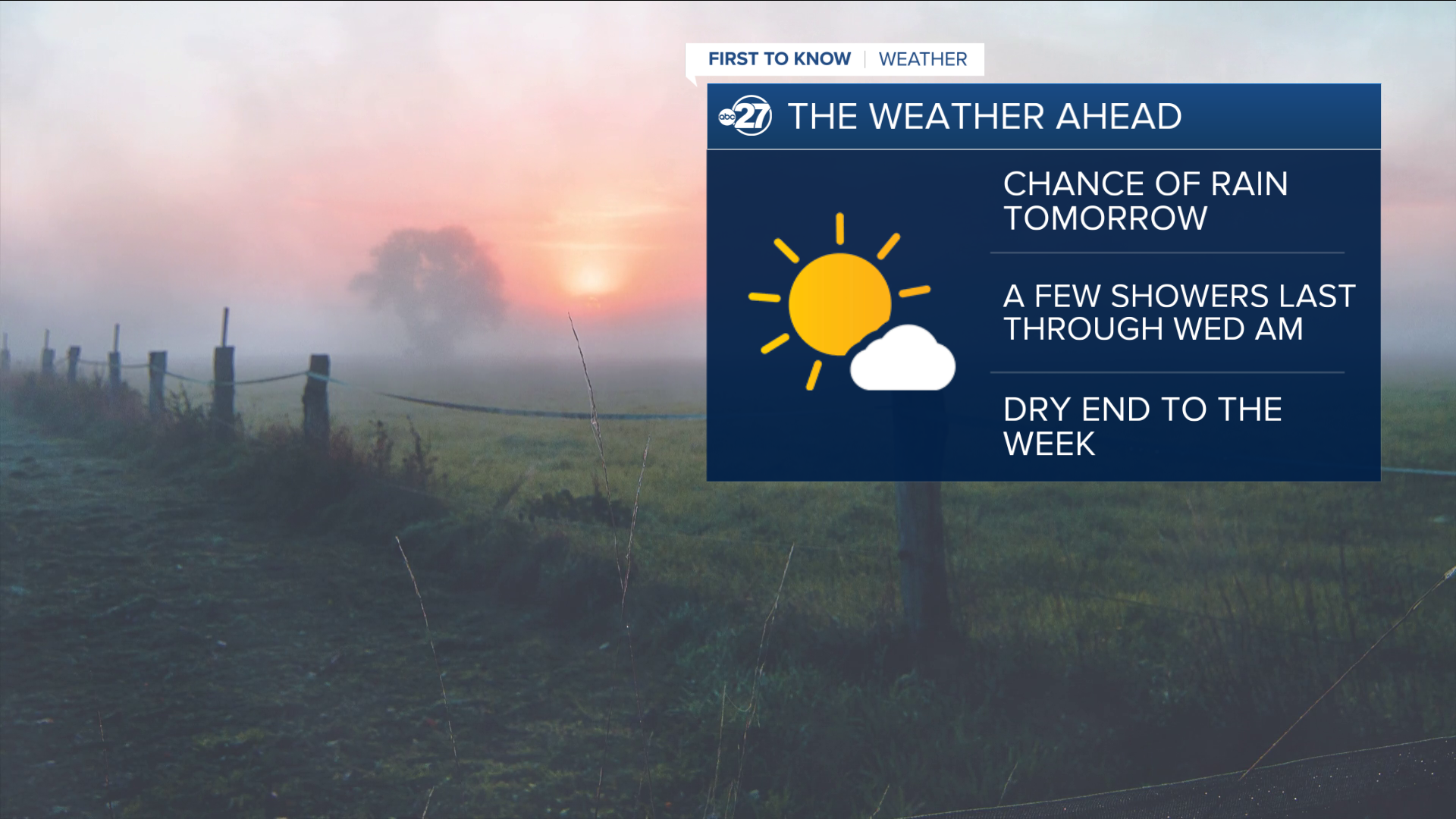 Some early morning fog, afternoon sunshine