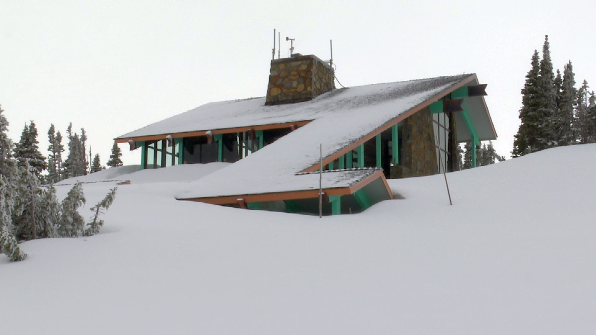 Logan Pass Visitor Center under snow, Glacier National Park
