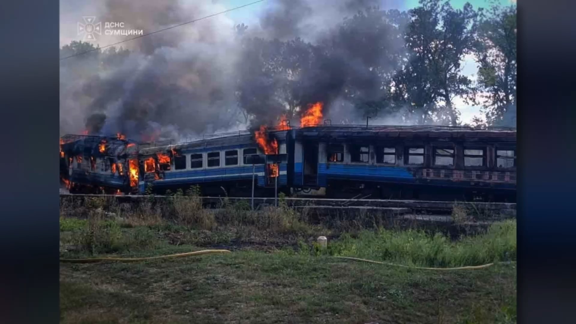 Russian drone strike on Ukrainian train