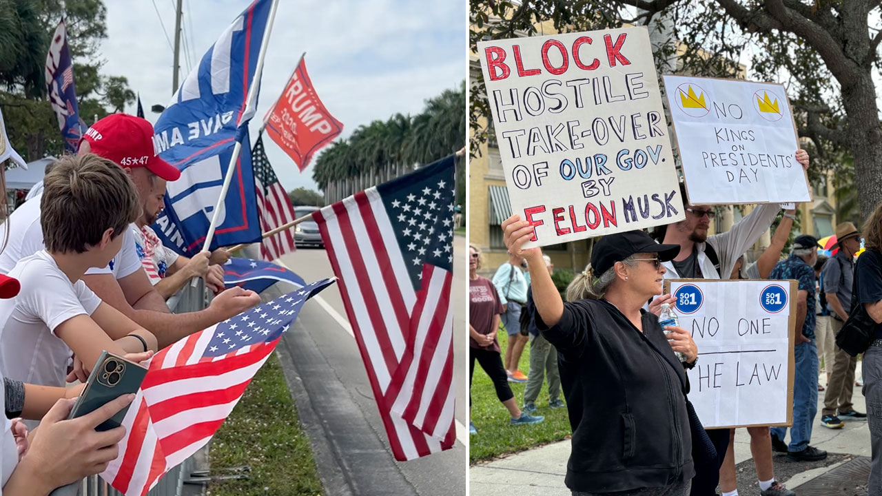 Rallies for and against President Donald Trump were held in Palm Beach County on Feb. 17, 2025.