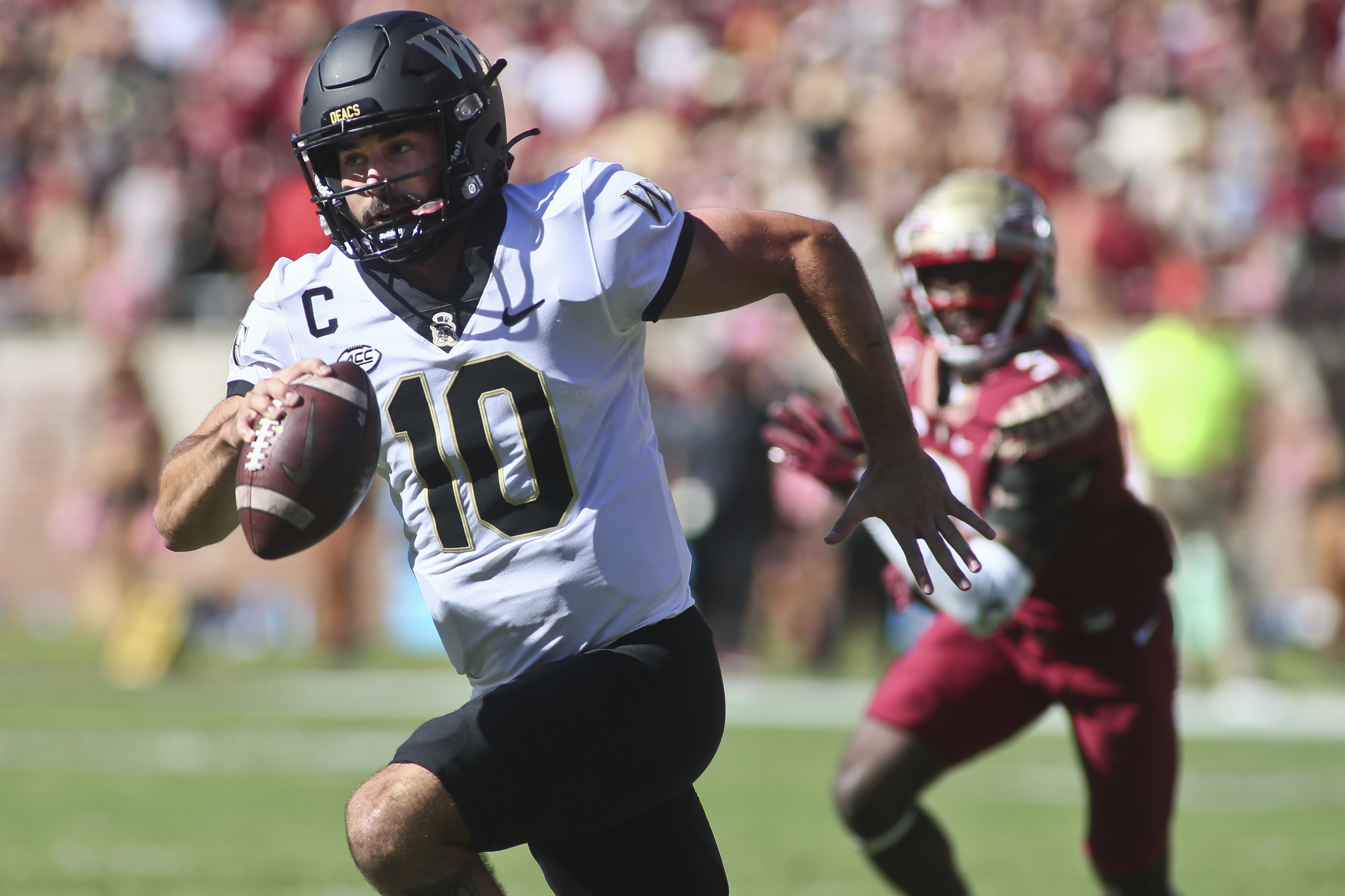 Wake Forest Demon Deacons QB Sam Hartman runs vs. Florida State Seminoles, Oct. 1, 2022