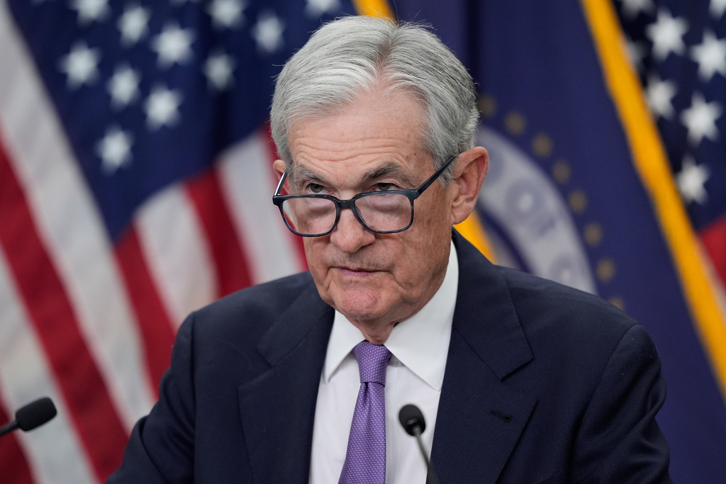 FILE: Federal Reserve Chairman Jerome Powell speaks at a news conference after the Federal Open Market Committee meeting Wednesday, Oct. 29, 2025, at the Federal Reserve Board Building in Washington. 