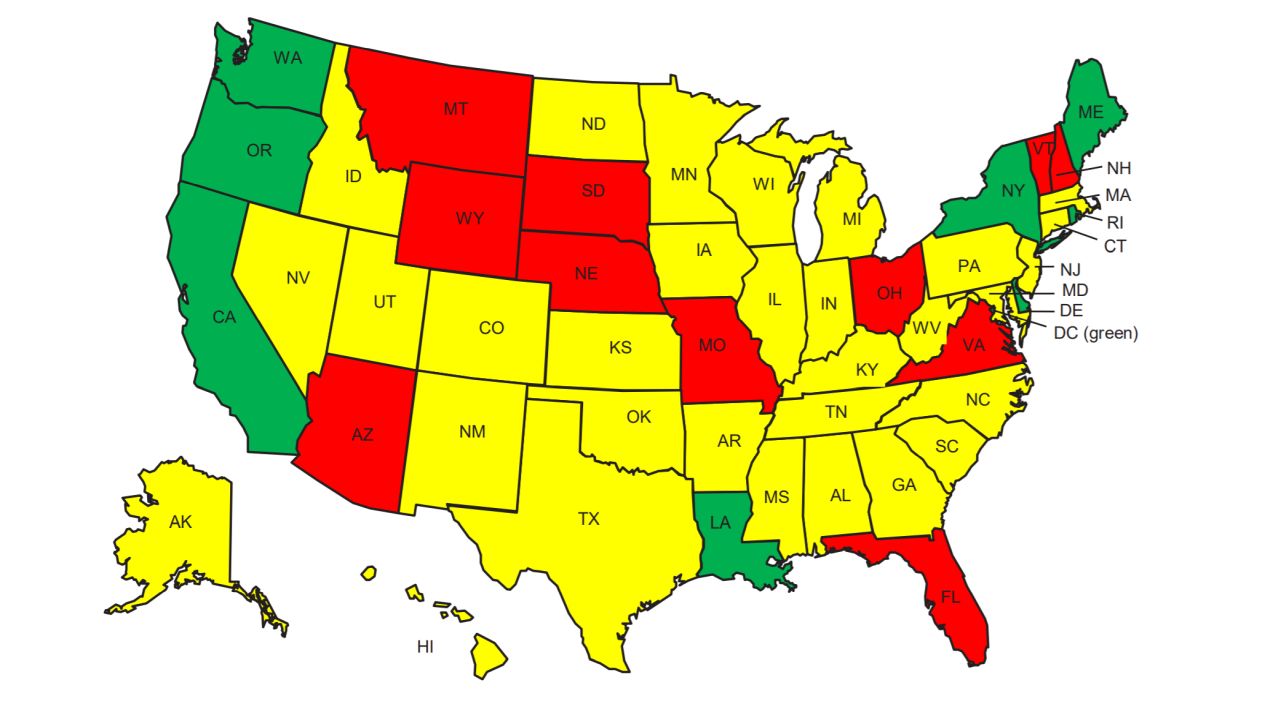 OVERALL STATE RATINGS BASED ON NUMBER OF LAWS