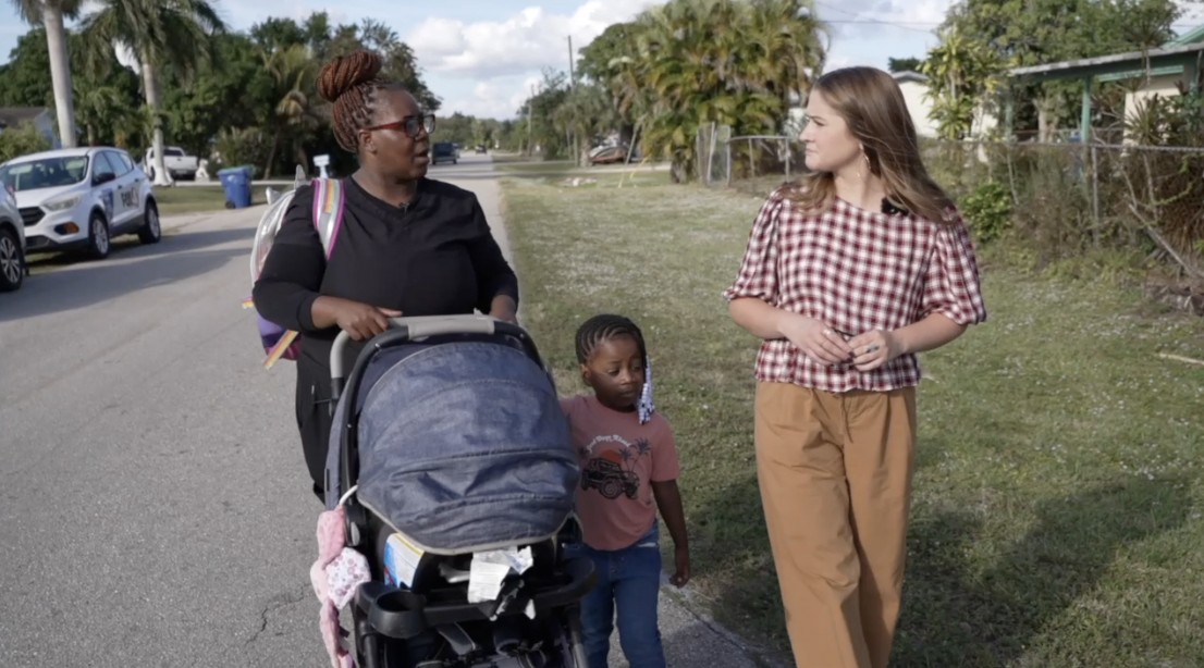 Holligan walking with kids 