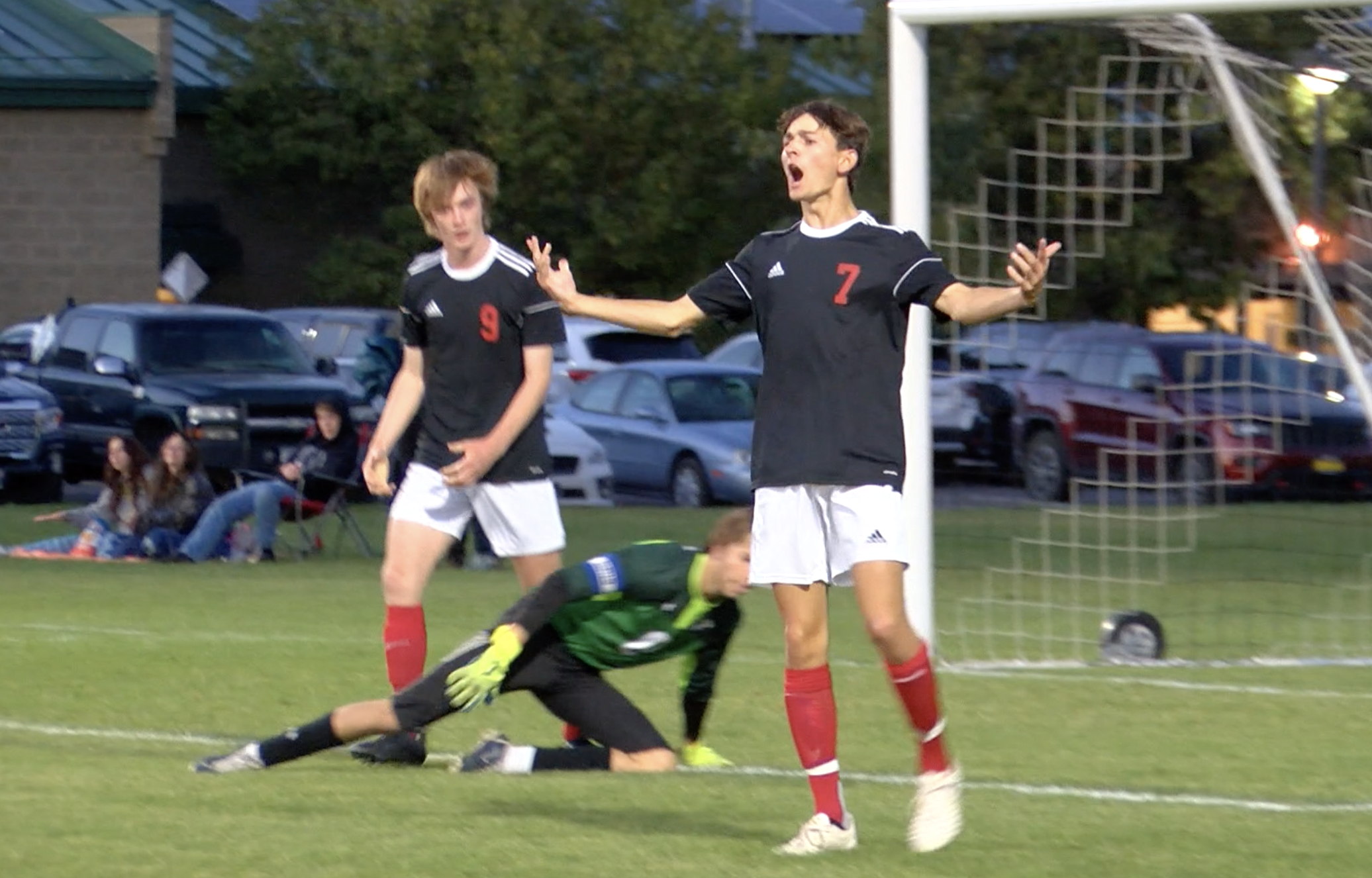 Bozeman's Joshua Angell celebrates his goal in the 36th minute