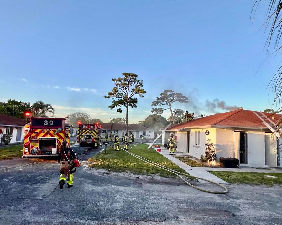 Palm Beach County Fire Rescue puts out apartment structure blaze near Palm Springs. April 13, 2024