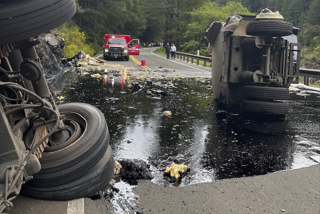 Truck Crash Asphalt Spill