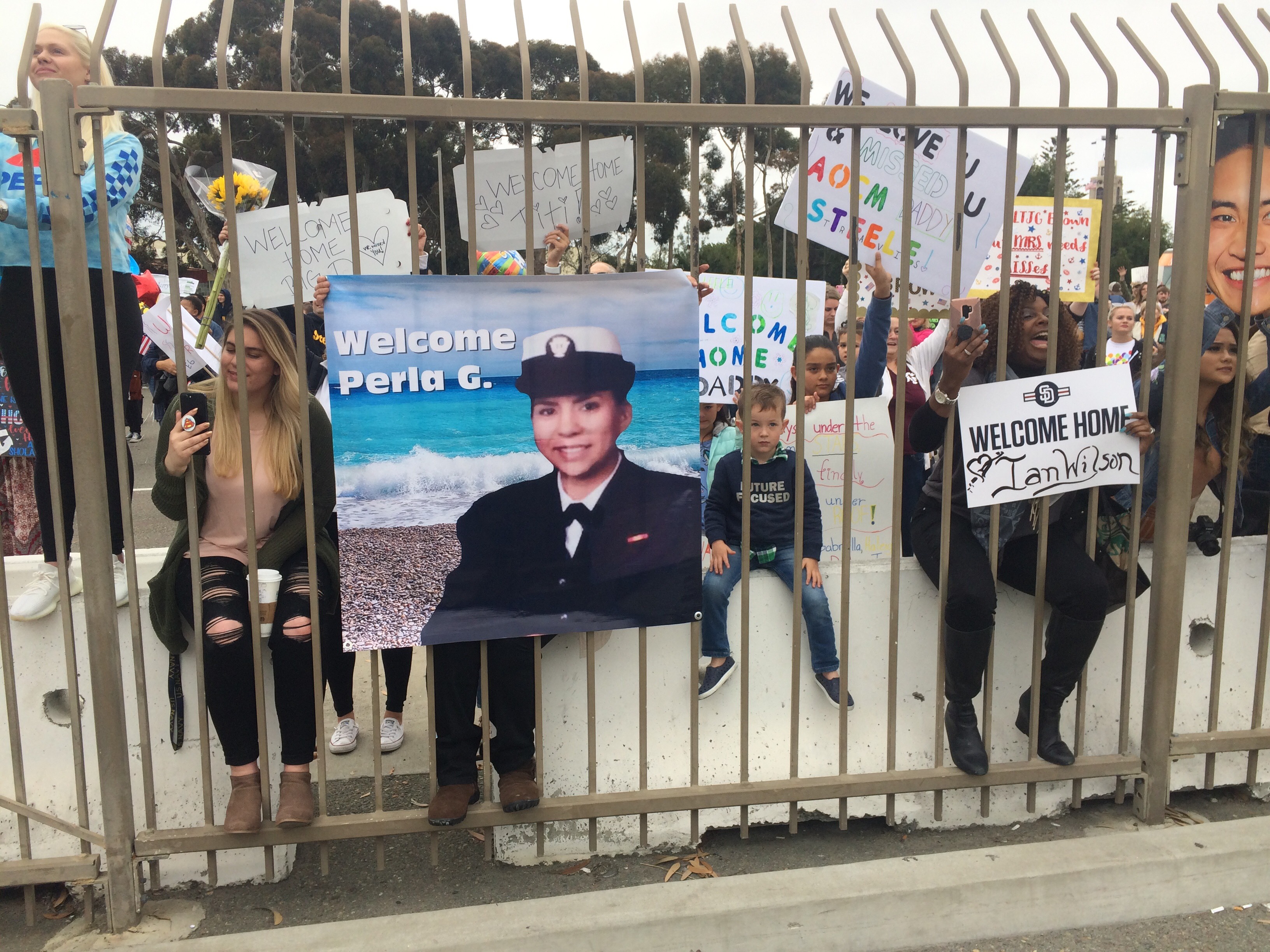Families Wait to Greet Sailors & Marines