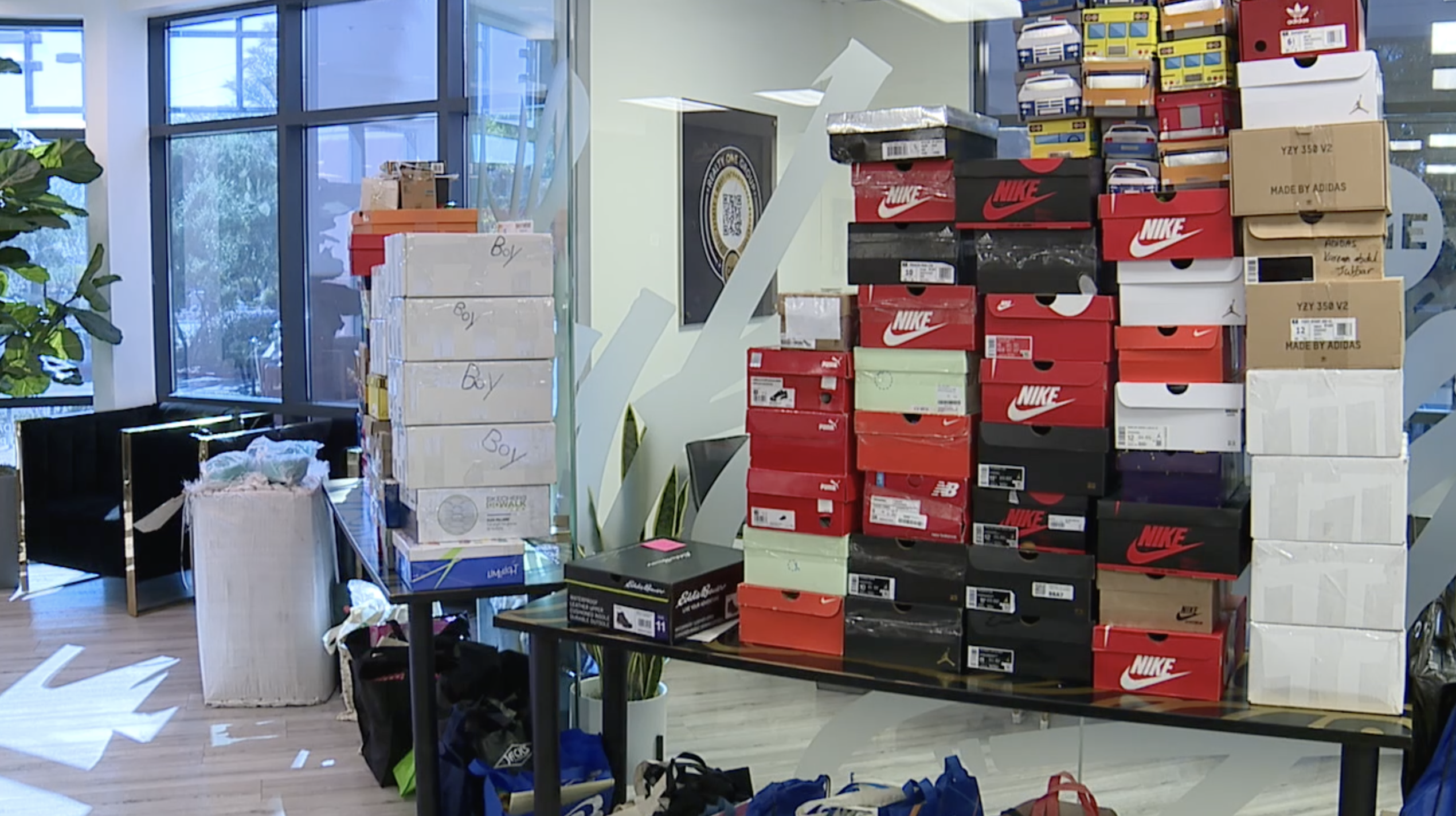 Roy Shetrit collects shoe boxes of toys for children in Israel during the country's conflict with Hamas militants in Gaza.