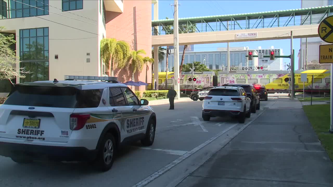 Brightline train that struck pedestrian across from Palm Beach County Courthouse, Dec. 19, 2023