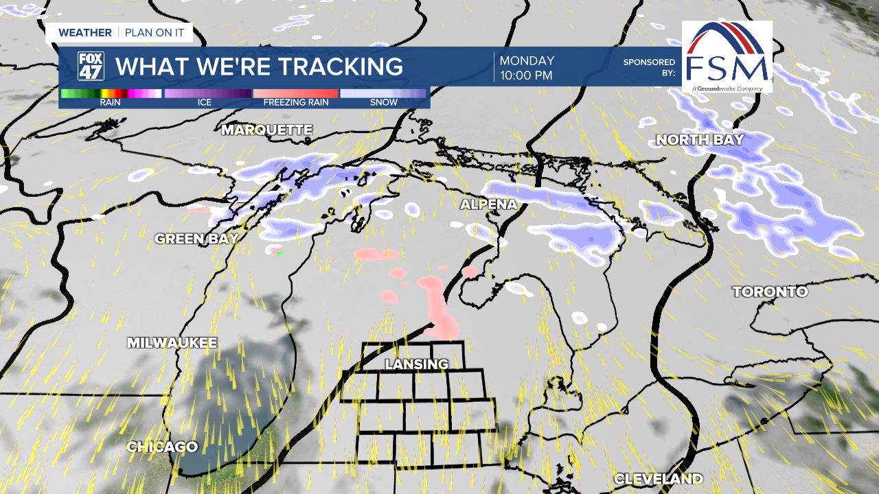 Clipper drives snow and freezing rain north of our neighborhoods beginning this evening and into the overnight hours