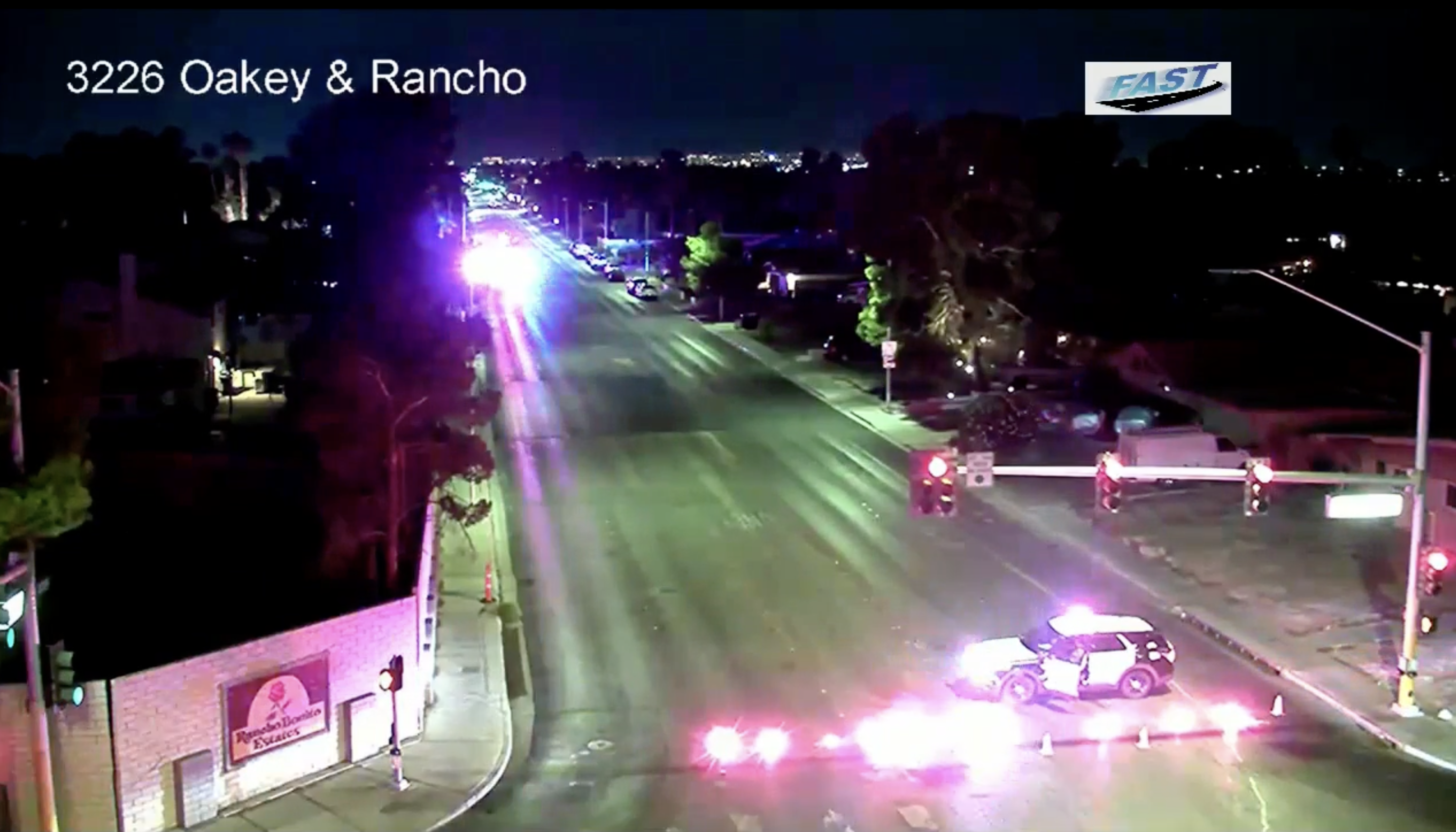 Barricade on Rancho Drive and Oakey Boulevard