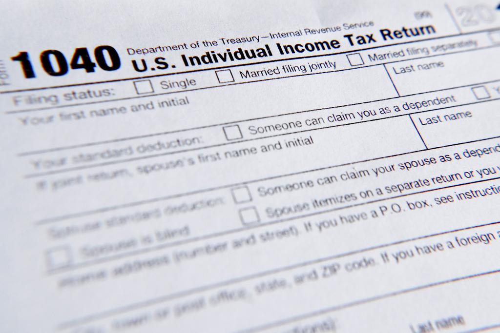 A 1040 tax form printed from the Internal Revenue Service web page.