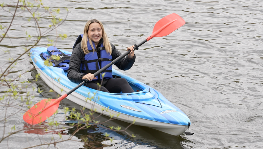 Hannah McIlree in the Kayak