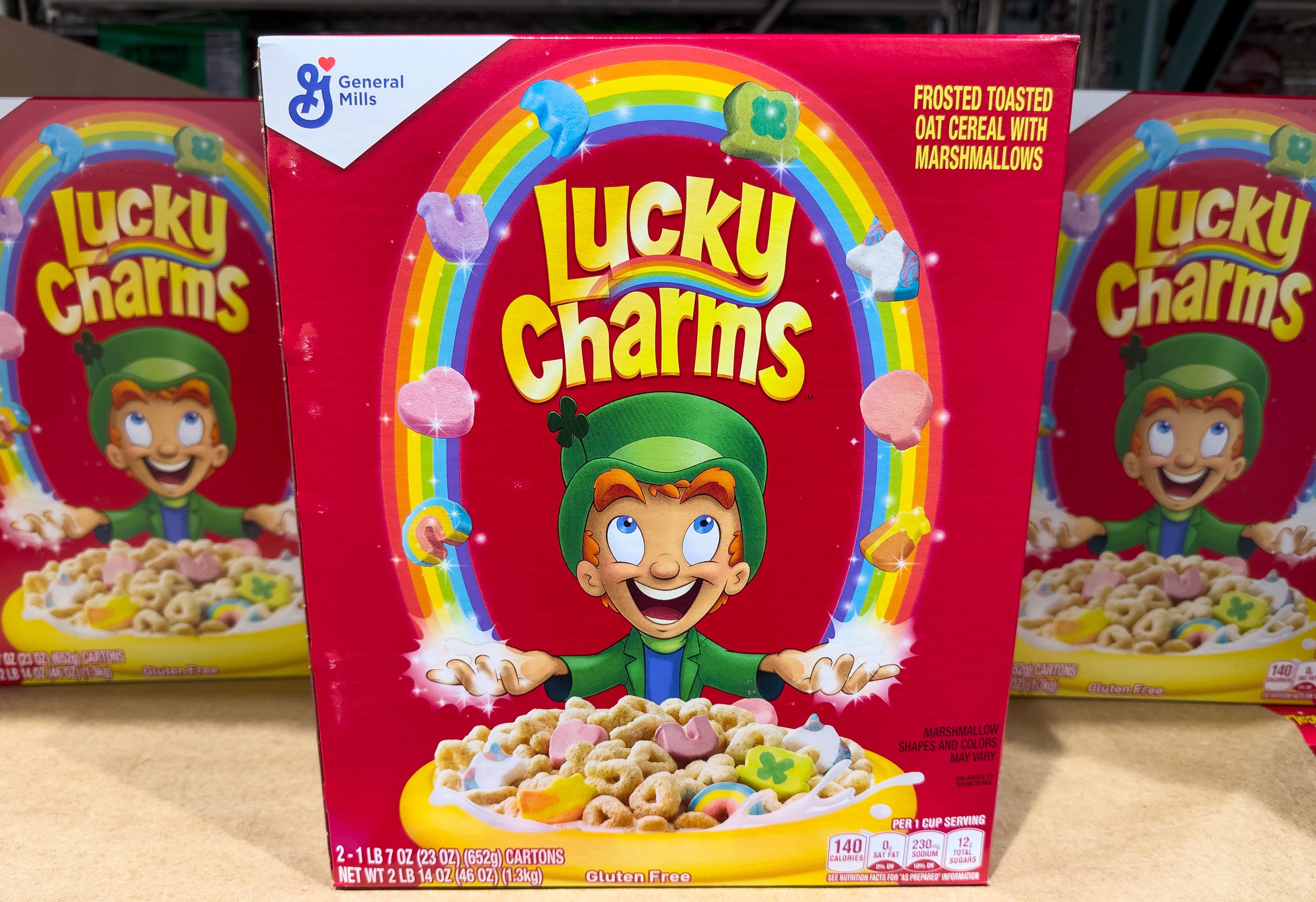 Photo of General Mills cereal, Lucky Charms.