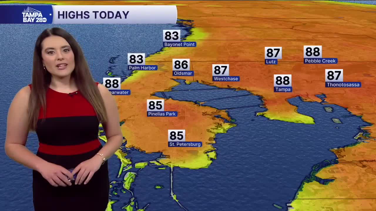Forecast: Near-record highs with an isolated chance of rain