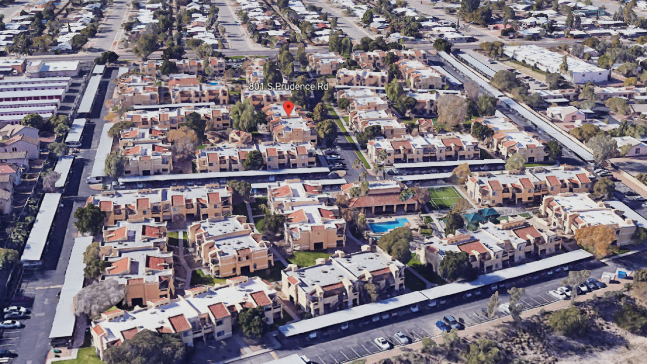 The Pima Regional Critical Incident Team identified a man who was hospitalized after a Tucson police officer shot him Jan. 15 at a Prudence Road apartment complex. Photo via Google Earth.