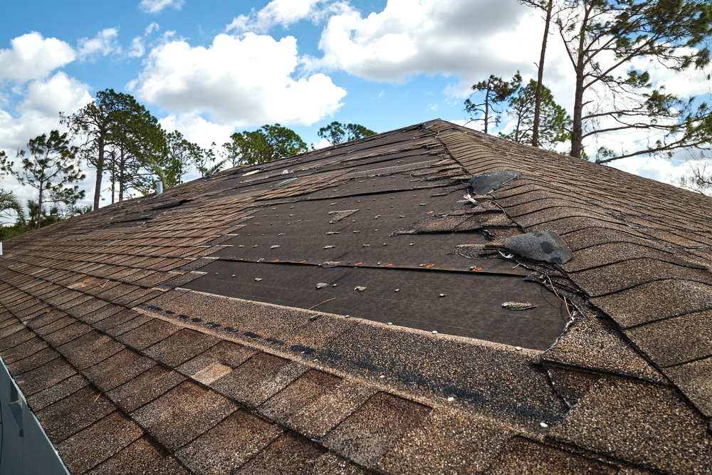 A damaged roof
