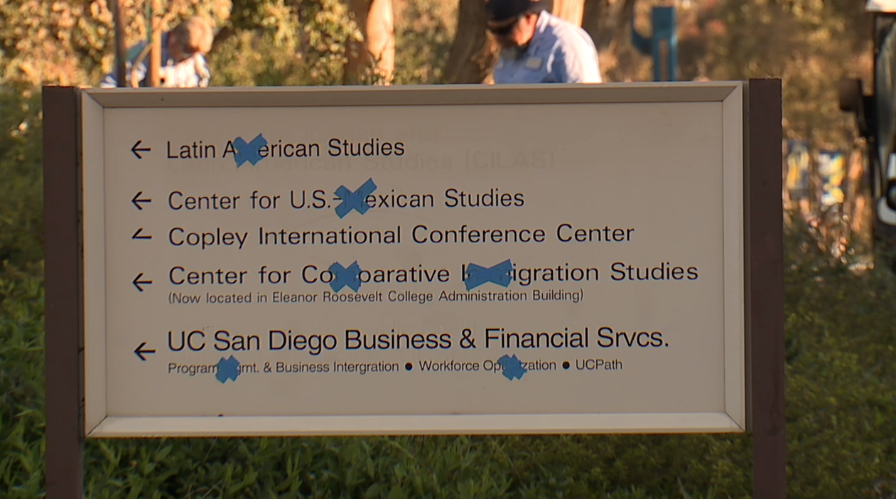 ms crossed out on UCSD sign