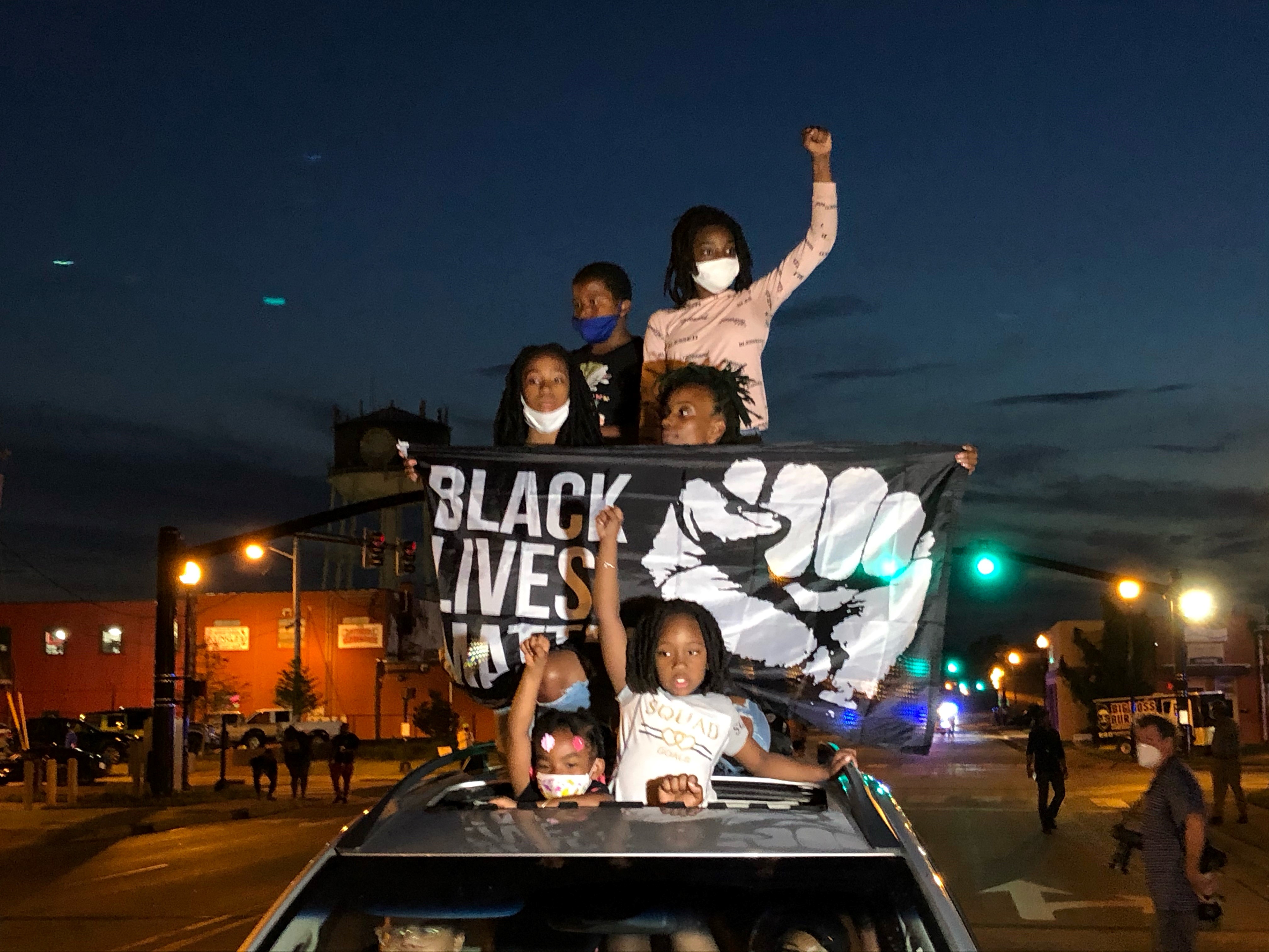 Andrew Brown protest at Camden Bridge (April 28).jpg