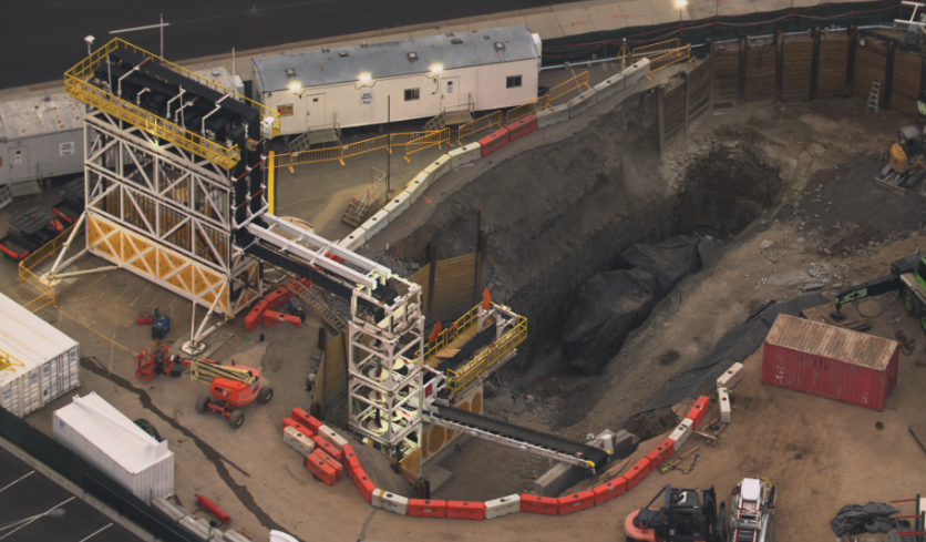 Massive rock removal equipment arrives at Nashville's Music City Loop construction site
